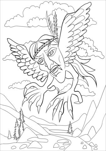 Flying Head Coloring Page